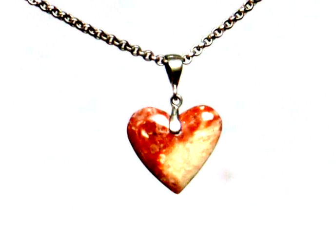 Lovely Natural Red Jasper .925 Sterling Silver Heart Pendant 32mm