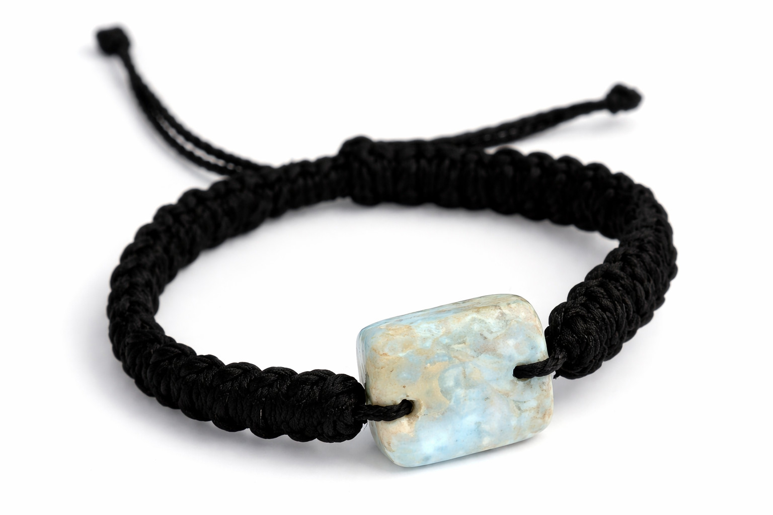 🌊 Natural Dominican Larimar Macrame Bracelet – Adjustable Handmade Gemstone