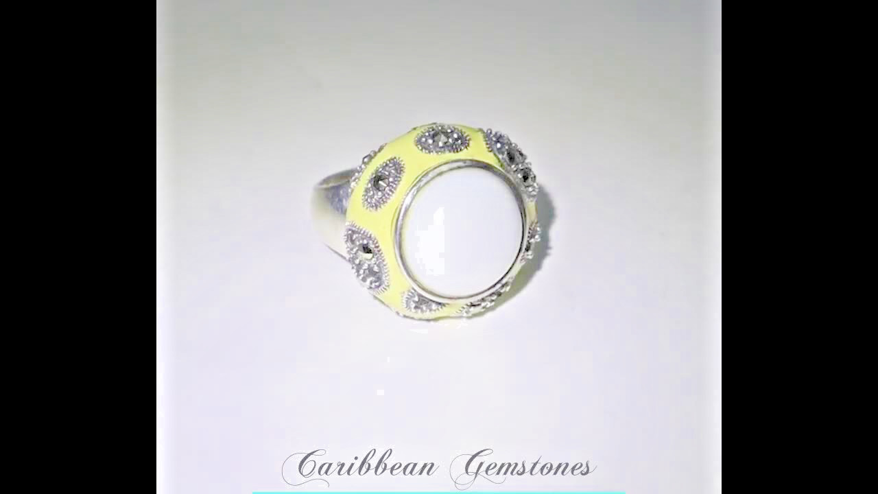 Finest Natural Clear White Howlite .925 Sterling Silver Ring #8.5