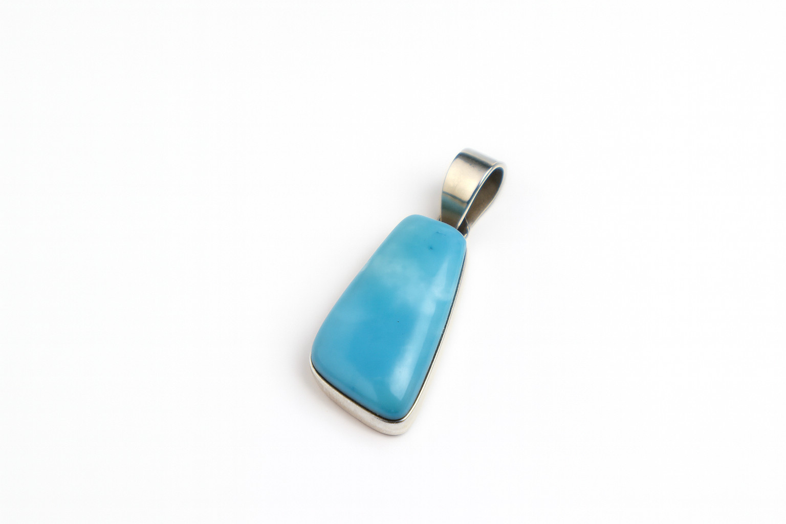 Exquisite Natural Sky Blue Larimar .925 Sterling Silver Pendant 36mm