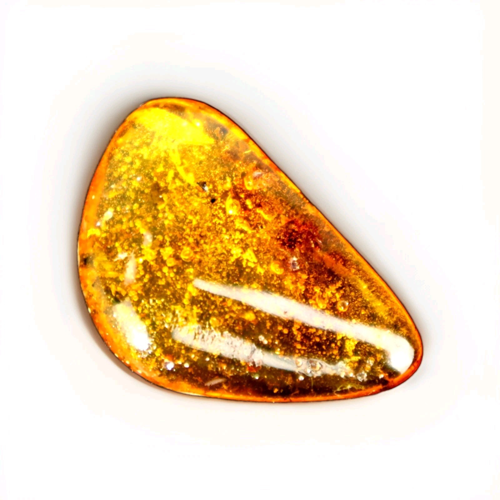 Excellent Natural Dominican Translucent Orange Red Amber Polished Stone 36mm