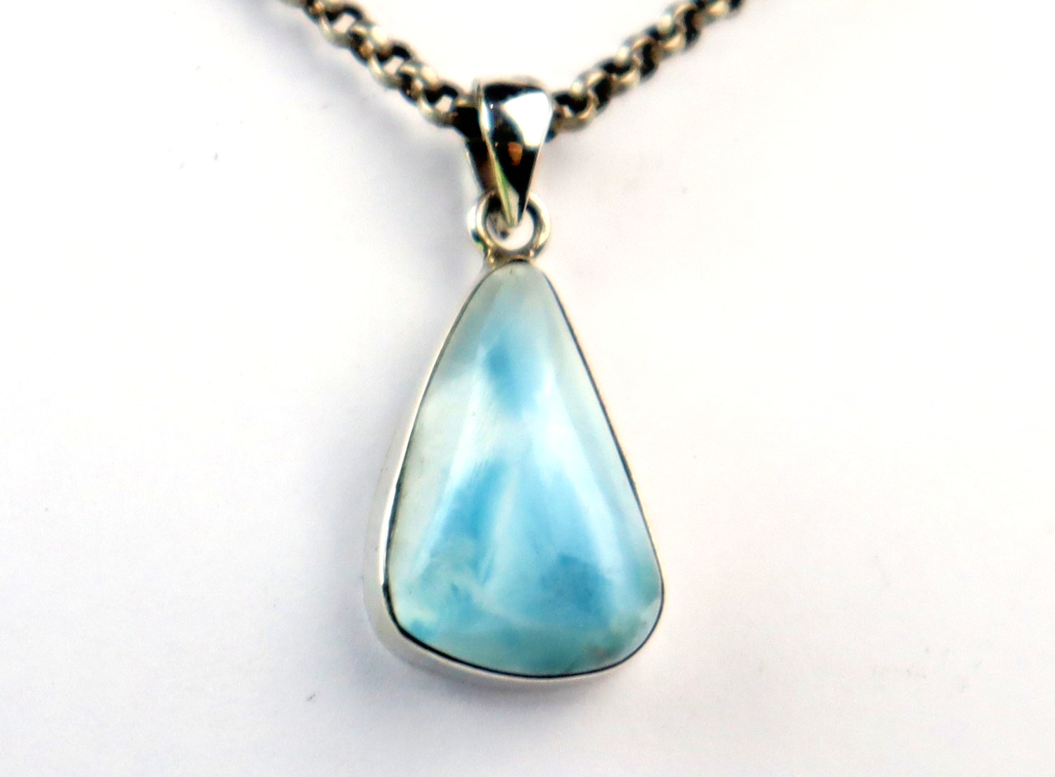 Exquisite Natural Sky Blue Larimar .925 Sterling Silver Pendant 30mm