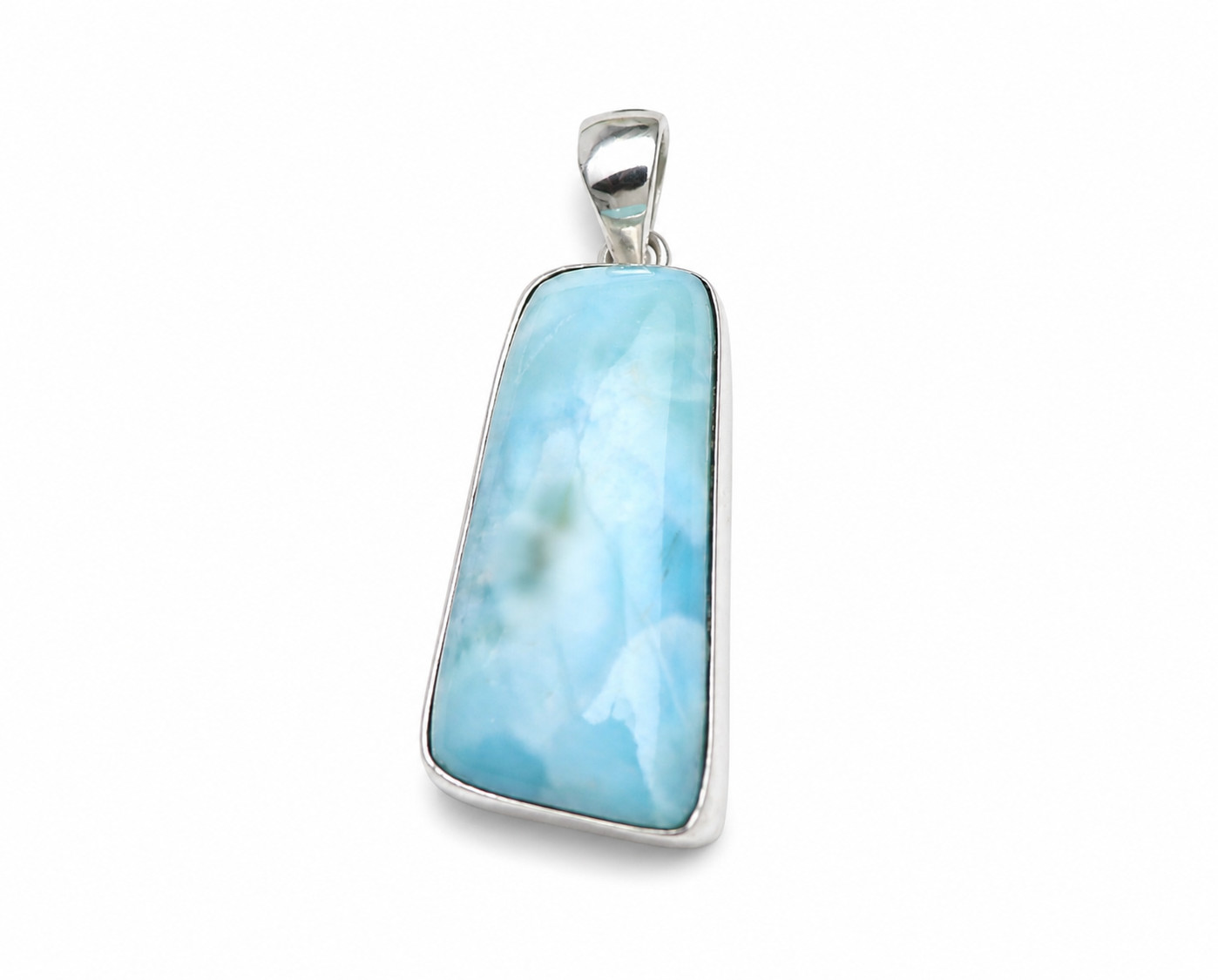 Charming Design Natural Sky Blue Larimar .925 Sterling Silver Pendant 39mm