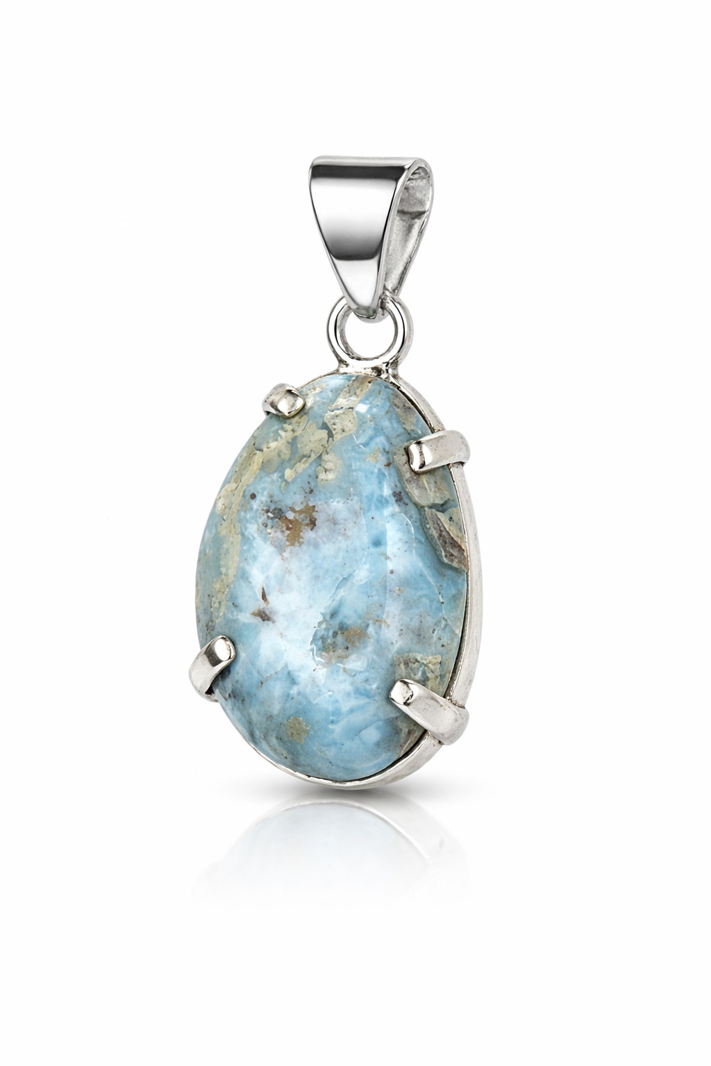 Lovely Natural Ocean Blue Larimar .925 Sterling Silver Pendant