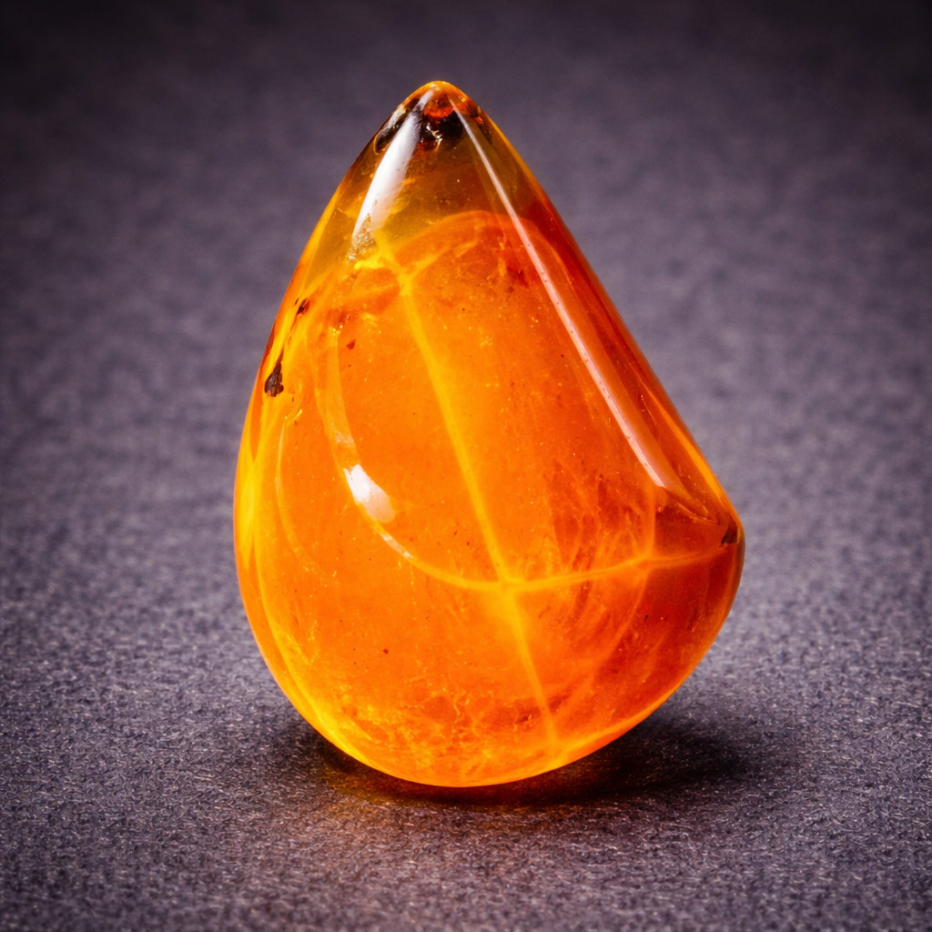 🧡 Finest Natural Dominican Clear Deep Orange Amber – Faceted & Polished 32mm