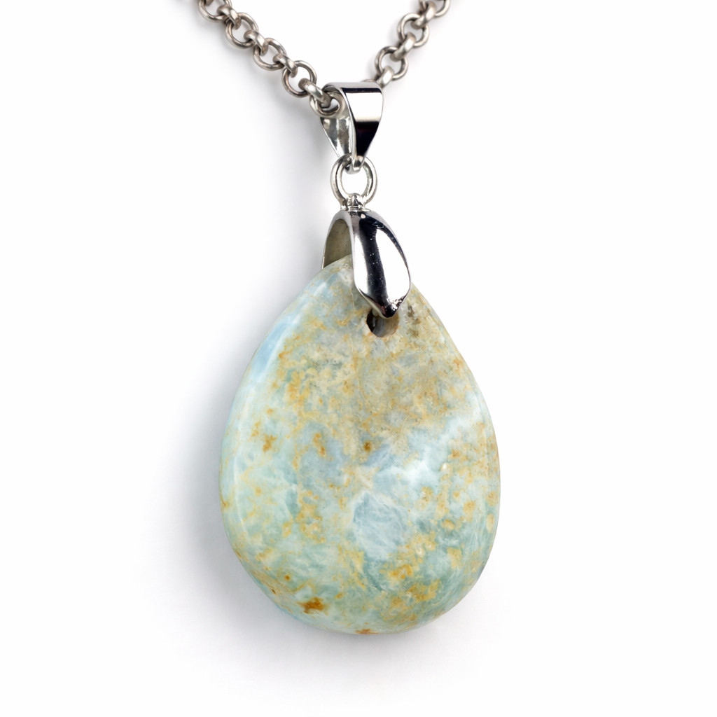 Beautiful Natural Light Blue Larimar Pendant 35mm