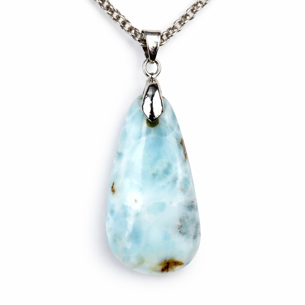 Charming Design Natural Light Blue Larimar Pendant 41mm