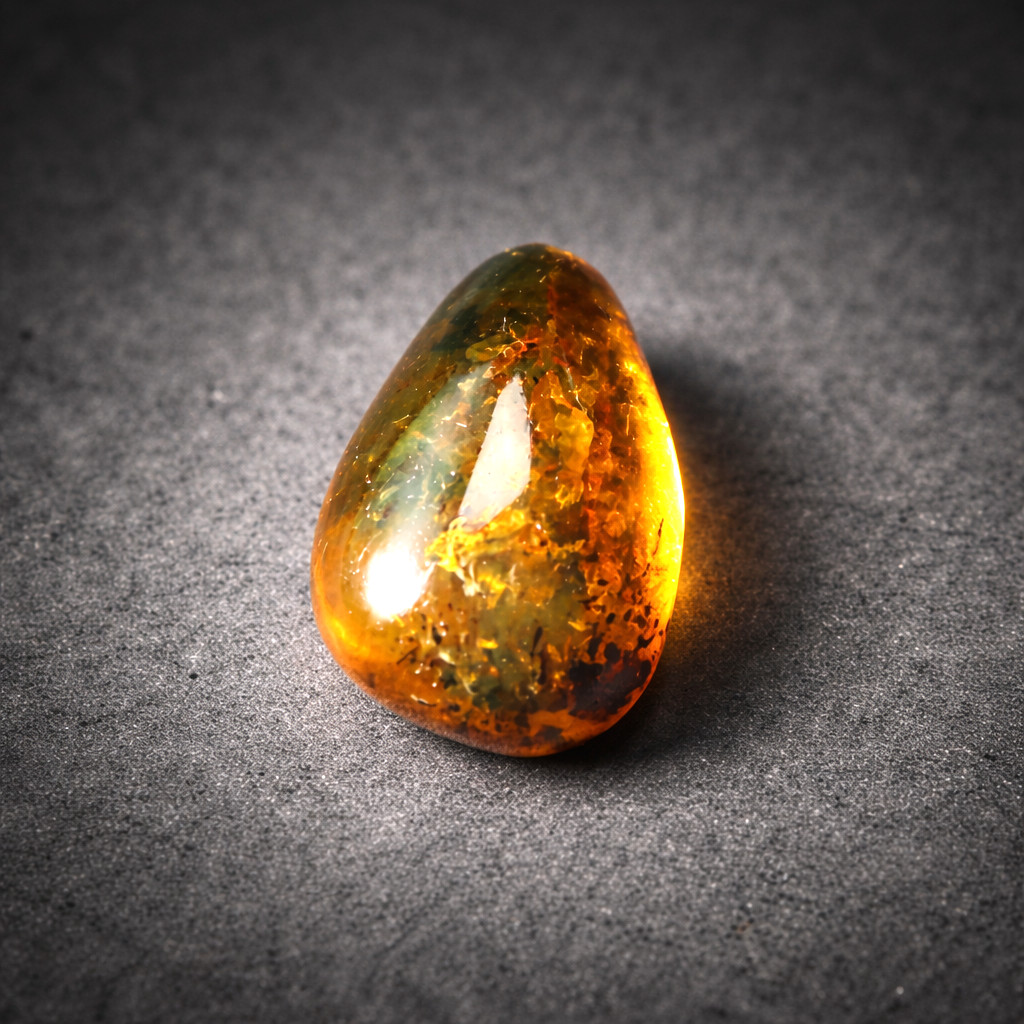 Prettily Natural Dominican Clear Orange Green Amber Polished Stone 20mm