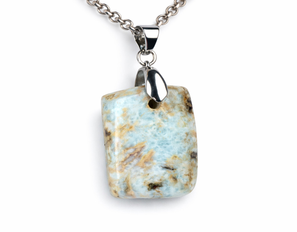 Lovely Natural Orange Blue Larimar Pendant 32mm