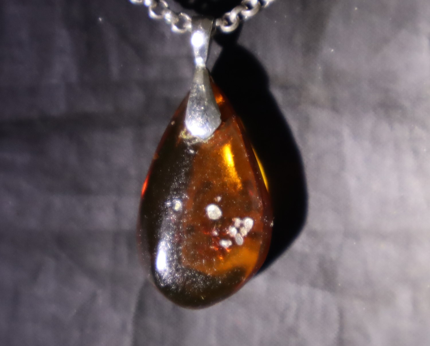 Lovely Natural Clear Orange Green Amber .925 Sterling Silver Pendant 35mm