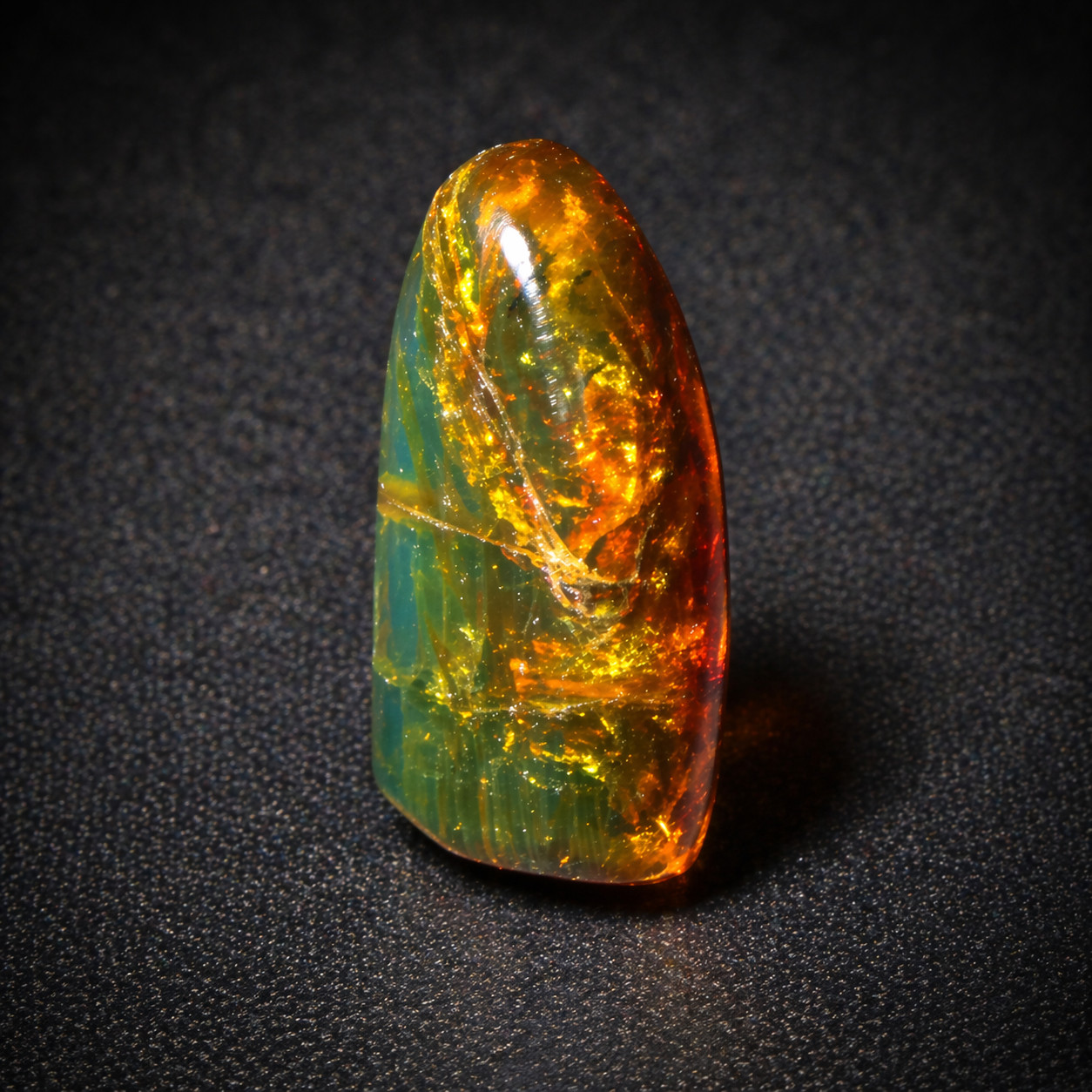 Lovely Natural Dominican Translucent Orange Blue Amber Polished Stone 24mm